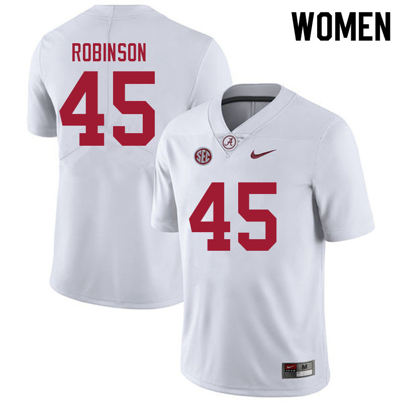 Women #45 Joshua Robinson Alabama Crimson Tide College Football Jerseys Sale-White